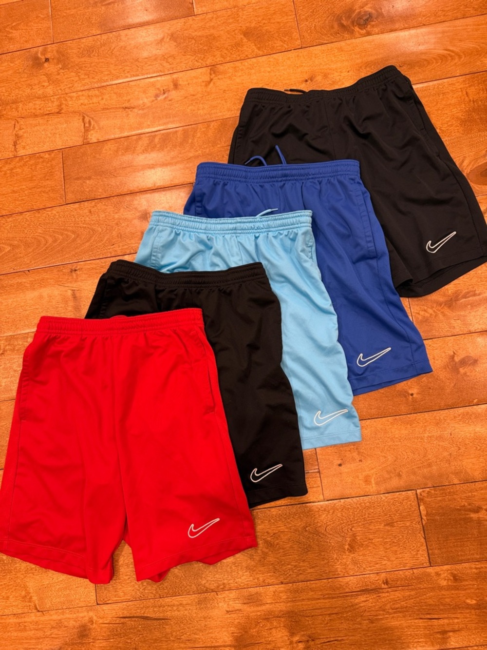 Nike Kids Athletic Shorts Pack - Red, Black, Light Blue, Royal Blue